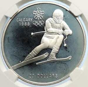 1985 カナダ オールド 1988 カルガリー オリンピック スキー プルーフ シルバー $20 コイン NGC i106438｜WORLD RESOURCE【KING店】