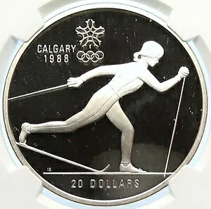 1986 カナダ 1988 カルガリー オリンピック CrossC スキー プルーフ シルバー $20 コイン NGC i106626|WORLD RESOURCE【KING店】