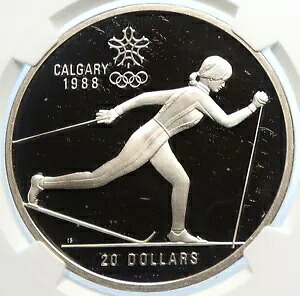 1986 カナダ 1988 カルガリー オリンピック CrossC スキー プルーフ シルバー $20 コイン NGC i106629｜WORLD RESOURCE【KING店】