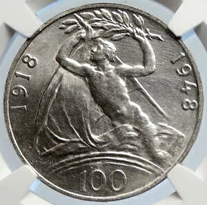 1948 チェコ共和国 チェコスロバキア 独立 シルバー 100 コル コイン NGC i105757｜WORLD RESOURCE【KING店】