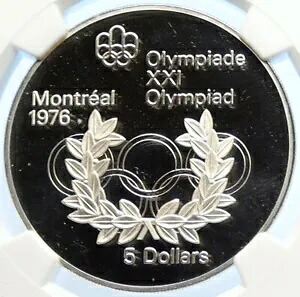 1974 カナダ エリザベス 2 世 オリンピック モントリオール リング プルーフ シルバー $5 コイン NGC i106435|WORLD RESOURCE【KING店】