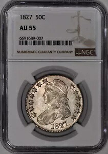 1827 バスト ハーフダラー 50c NGC AU55 - 素晴らしい光沢!