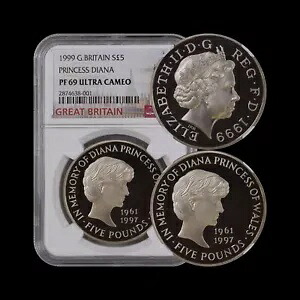 イギリス。 1999、5 ポンド、シルバー - NGC PF69 - ダイアナ妃プルーフ