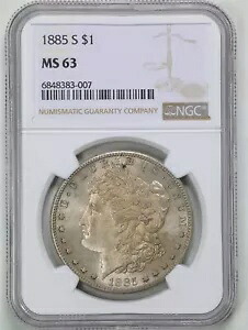 1885-S $1 モーガン シルバー ダラー MS63 NGC 6848383-007