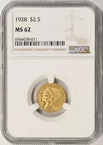 1928年 $2.5 ゴールド インディアン クォーター イーグル NGC MS62