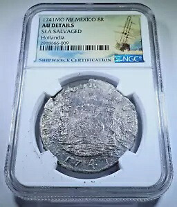 NGC AU ホランディア難破船 1741 スペイン語 メキシコ シルバー 8 レアル 1700 年代の海賊コイン｜WORLD RESOURCE【KING店】