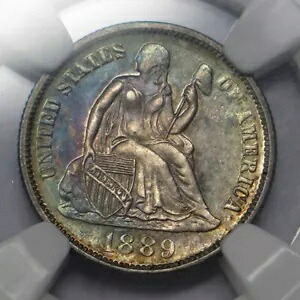 1889 プルーフ シーテッド ダイム 10c PF63 NGC *素敵なカラー!! 28940｜WORLD RESOURCE【KING店】