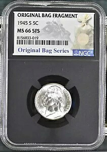 1945 S ジェファーソン ニッケル NGC MS-66 5FS オリジナル バッグ シリーズ レリック ラベル 3019