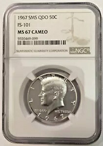 1967 SMS QDO FS-101 NGC MS67 カメオ ケネディ ハーフダラートップ ポップ カメオ