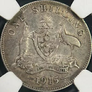 オーストラリア。 1915、シリング、シルバー、H - NGC VF35 - KGV、キー日付、バーミンガム
