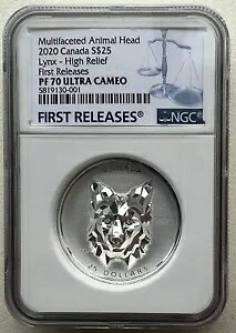 NGC PF70 カナダ 2020 多面動物高浮き彫りヘッド オオヤマネコ銀貨 1 オンス｜WORLD RESOURCE【KING店】 242,550円