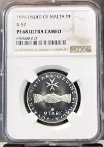 1975 マルタ シルバー 9 のオーダー TARI X-57 NGC PF 68 ウルトラ カメオ レア トップ ポップ 1画像