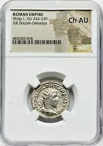 古代ローマ銀貨フィリップ 1 世 244-249 AD AR ダブル デナリウス NGC Choice AU｜WORLD RESOURCE【KING店】