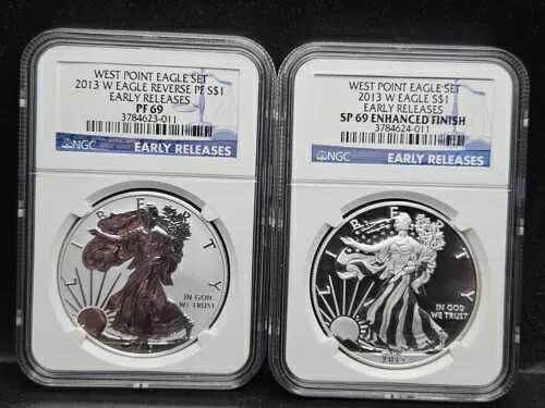 2013 W リバース プルーフ シルバー イーグル NGC PF69 & エンハンスド SP69 2 コイン ウエスト ポイント セット｜WORLD RESOURCE【KING店】