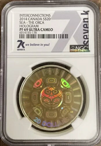 7K メタル インターコネクション シー オルカ ホログラム NGC PF69 UltraCameo .999 シルバー｜WORLD RESOURCE【KING店】