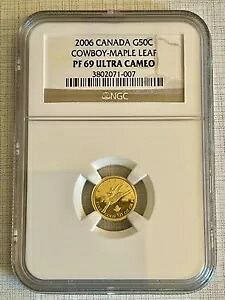 カナダ 2006 カウボーイ メープル リーフ 50 セント ゴールド NGC PF69 ウルトラ カメオ SKU# 2419｜WORLD RESOURCE【KING店】