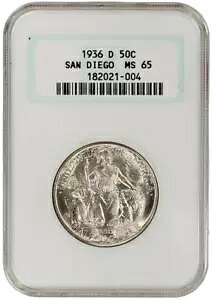 1936 D サンディエゴ記念ハーフダラー 50c NGC MS65 オールド ファット ファッティ ホルダー 4.0｜WORLD RESOURCE【KING店】