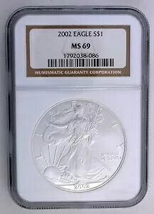 2002 アメリカン シルバー イーグル - NGC MS69 ブラウン ラベル｜WORLD RESOURCE【KING店】