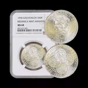 チェコスロバキア。 1978、50 コルン、シルバー - NGC MS68 - トップ ポップ ?? クレムニカ ミント｜WORLD RESOURCE【KING店】