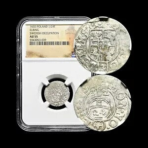 ポーランド。 1632、1/24 ターラー、シルバー - NGC AU55 - グスタフ II アドルフ、エルビング、コップ 9610｜WORLD RESOURCE【KING店】