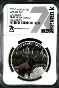2015 マジェスティック エルク カナダ カラーライズド .999 シルバー NGC PF69 ウルトラ カメオ ポップ 117｜WORLD RESOURCE【KING店】
