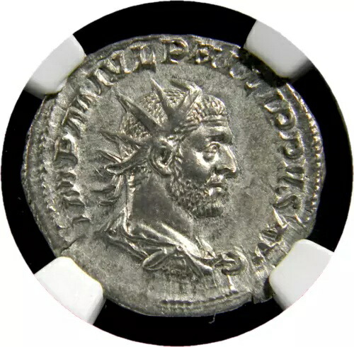 ローマコイン 244-249 フィリップ 1 世 ダブル デナリウス NGC CH AU (27-11)｜WORLD RESOURCE【KING店】