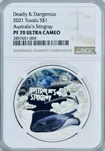 2021 オーストラリア スティングレイ デッドリー & デンジャラス ツバル .999 1オンス シルバー NGC PF70 UC FR｜WORLD RESOURCE【KING店】
