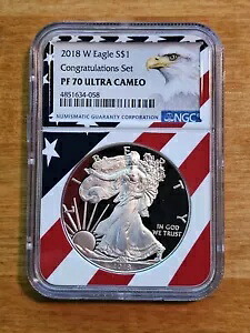 2018-W シルバー イーグル コングラチュレーション セット NGC PF70 ウルトラ カメオ - フラッグ コア｜WORLD RESOURCE【KING店】