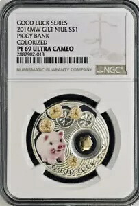 2014年「PIGGY BANK」グッドラックシリーズ NGC PF69 ウルトラカメオ ニウエ銀貨。｜WORLD RESOURCE【KING店】