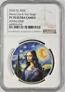 2024 モナリザ x ヴァン ゴッホ 1オンス .999 シルバー NGC PF 70 UCAM フィジー ミンテージ 2000!｜WORLD RESOURCE【KING店】