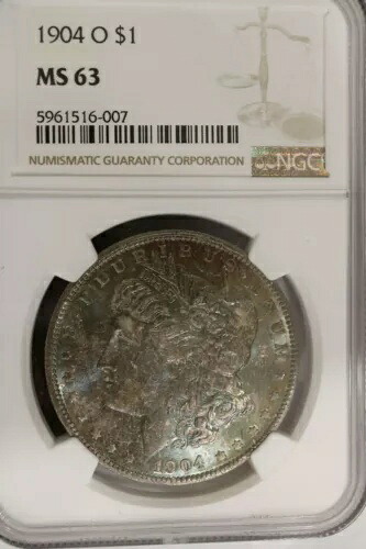 1904年 O モーガン シルバー ドル NGC MS63**レインボートーン**表裏 b112.2｜WORLD RESOURCE【KING店】