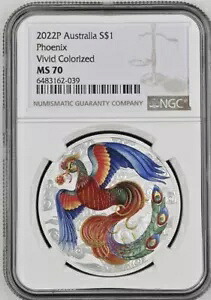 2022 ビビッド フェニックス 神話と伝説 オーストラリア 1 オンス .999 シルバー コイン NCG MS70｜WORLD RESOURCE【KING店】