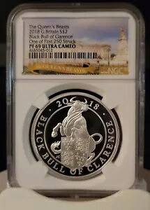 ????2018 UK GB クイーンズ ビースト ブラック ブル オブ クラレンス 1 オンス シルバー プルーフ NGC PF69UC｜WORLD RESOURCE【KING店】
