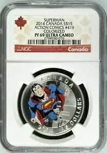 2014 スーパーマン カナダ アクション コミックス 1オンス .999 シルバー NGC PF69 ウルトラ カメオ レア｜WORLD RESOURCE【KING店】