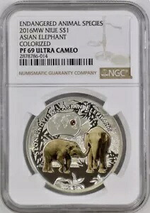 レア ニウエ 2016 アジアゾウ 絶滅危惧種 プルーフ ミント 999 PF69 NGC｜WORLD RESOURCE【KING店】 106,480円