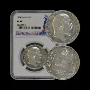 インド、イギリス。 1904、ルピー、シルバー - NGC AU58 - KEVII、ボンベイ｜WORLD RESOURCE【KING店】