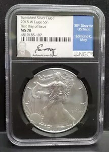 2018 W $1 バーニッシュ シルバー イーグル NGC MS70 発行初日 - Mercanti 署名｜WORLD RESOURCE【KING店】
