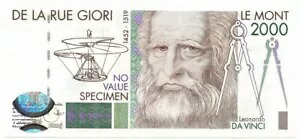 カンピオーネ標本 SFONDO OLOGR DEC DE LA RUE レオナルド ダ ヴィンチ 2000 FDS-/FDS画像