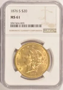 1876-S 20ドル金貨 ダブルイーグル NGC MS61 1933年以前の金貨｜WORLD RESOURCE【KING店】