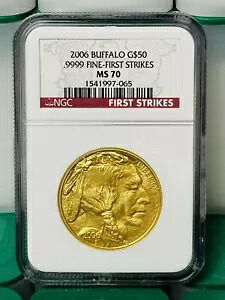2006年 1オンス バッファローゴールド 50ドル「発行初年度 - トップポップ」NGC: MS 70. #C1152｜WORLD RESOURCE【KING店】