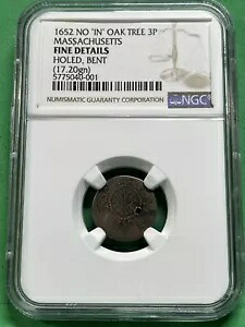 1652年 オークツリー 3P マサチューセッツ 精巧なディテール NGC スクエアホール USコロニアル｜WORLD RESOURCE【KING店】