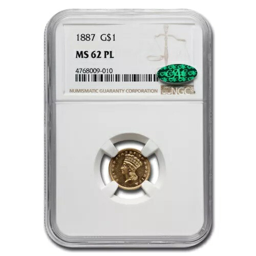 1887年 1ドル インディアンヘッドゴールド MS-62 NGC CAC (PL)｜WORLD RESOURCE【KING店】