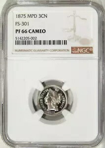 :1875 MPD FS-301 1 IN THE NECK 3CN 3セントニッケル NGC PR 66 カメオ 希少 R9 2/0｜WORLD RESOURCE【KING店】