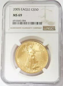 2005年 ゴールド アメリカンイーグル 50ドルコイン 1オンス NGC ミント ステート 69｜WORLD RESOURCE【KING店】