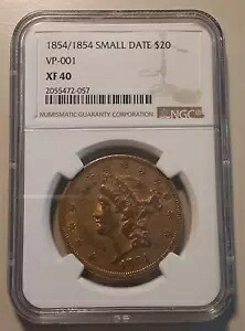 1854/1854 スモールデイト $20 VP-001 NGC XF 40 ゴールド リバティ ダブルイーグル 2055472-057｜WORLD RESOURCE【KING店】