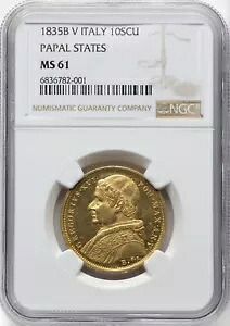 イタリア教皇庁 1835-B 10スクディ金貨 未流通、NGC認定 MS-61｜WORLD RESOURCE【KING店】