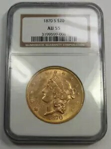 1870 S NGC AU55 ゴールド リバティヘッド ダブルイーグル 20ドルコイン #51939A｜WORLD RESOURCE【KING店】