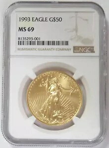 1993年 アメリカンイーグル 50ドル金貨 1オンス NGC ミント ステート 69｜WORLD RESOURCE【KING店】