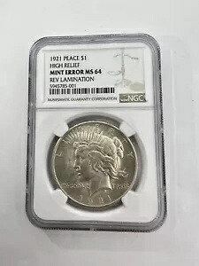 非常に希少な1921年ピースダラー高浮き彫り造幣局エラーNGC MS64｜WORLD RESOURCE【KING店】 964,810円