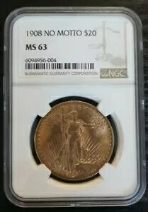 1908年 モットーなし 米国セント・ゴーデンズ ゴールド ダブルイーグル - NGC MS-63｜WORLD RESOURCE【KING店】